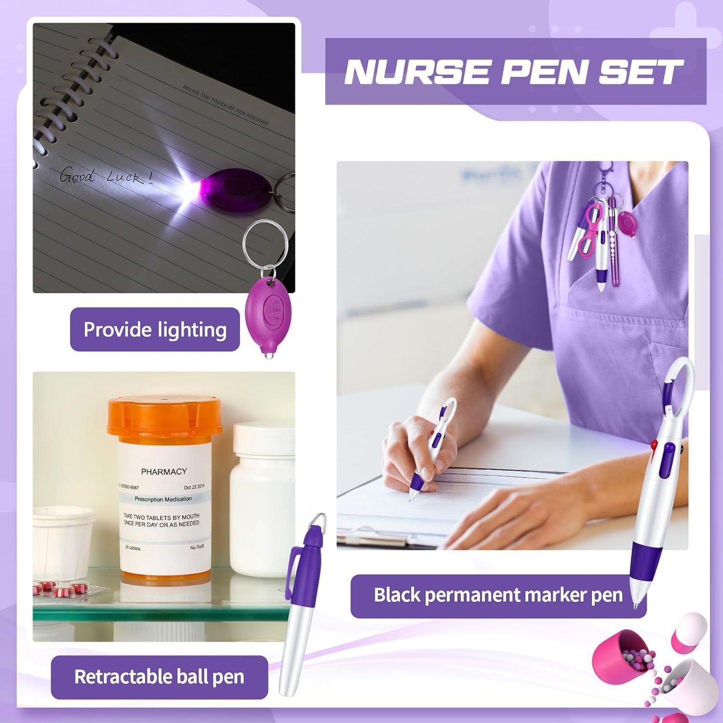 5-in-1 Nurse Pen Set with Safety Scissors & Badge Clip